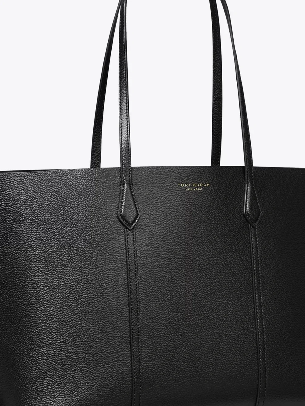 Tory Burch Black Pebbled Leather Double-Handle Tote